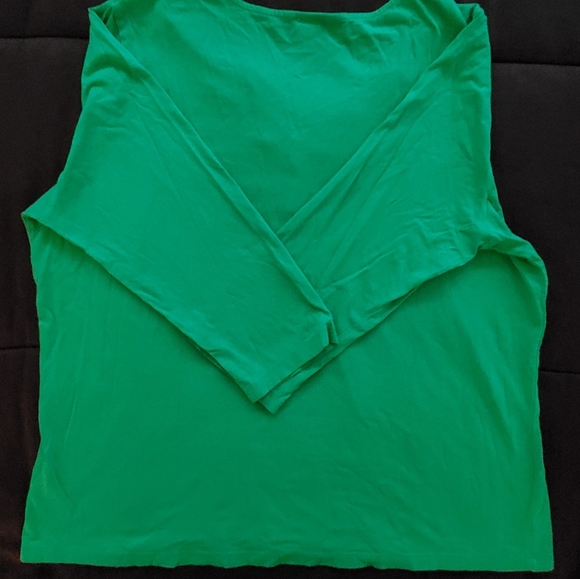 Talbots Women's Green Ruffle Front V-neck 3/4 Tee - Picture 6 of 14